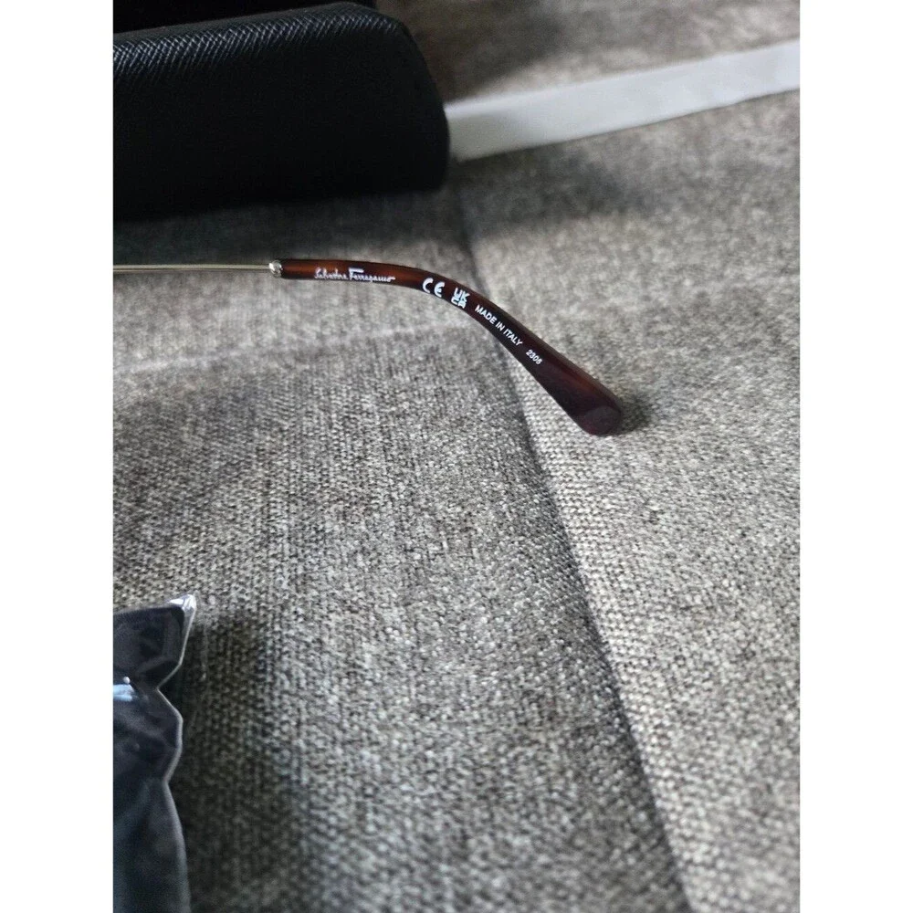 FERRAGAMO Oversized Gradient Blue Round Lens Silver Color Frame Sunglasses 60mm